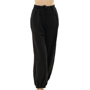 Free People FP Movement Jogger Pants Black High-Rise Ribbed Pull-On XS 286629